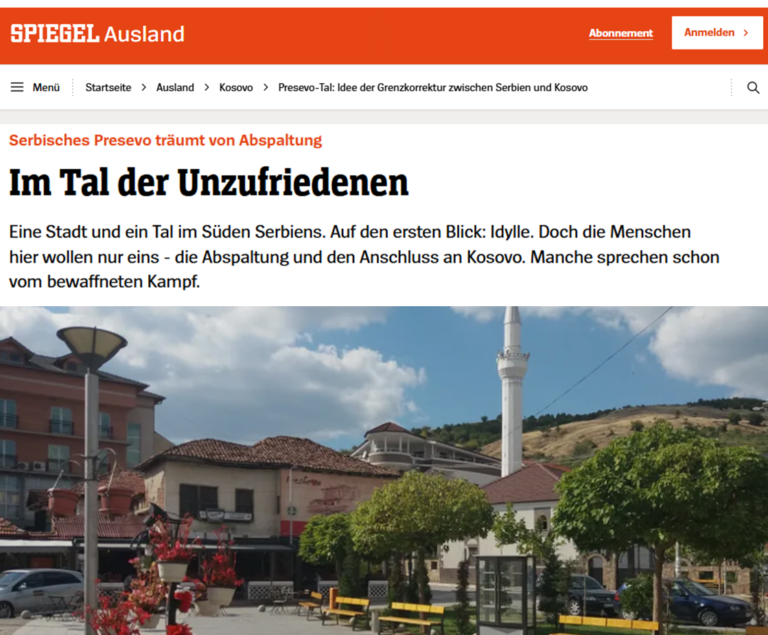 Lugina në mediat botërore. Der Spiegel: Presheva e pakënaqur deshiron të shkeputet, t’i bashkangjitet Kosovës! Lugina në mediat botërore. Der Spiegel: Presheva e pakënaqur deshiron të shkeputet, t’i bashkangjitet Kosovës!