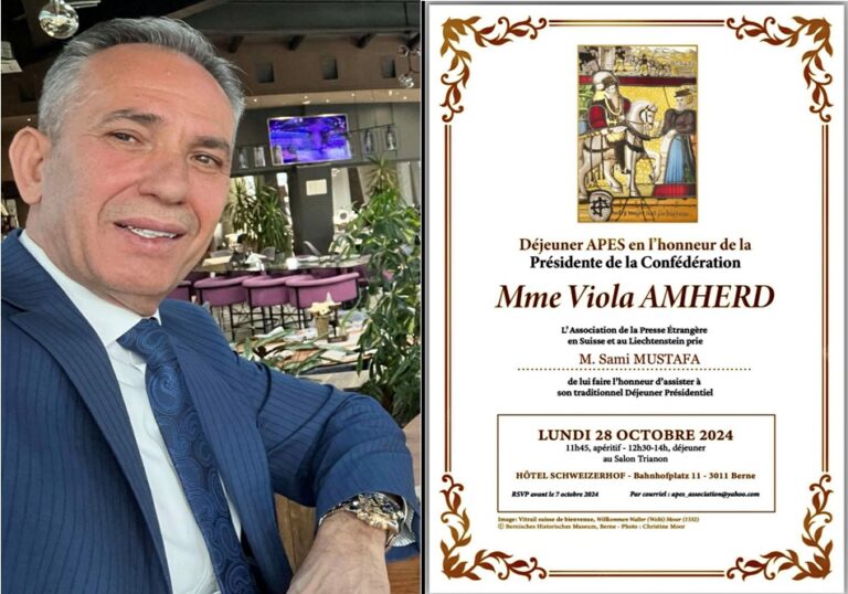 Afaristi i njohur në Zvicër Sami Mustafa, merrë ftesë nga Berna (APES) ne drekë presidenciale, me Presidenten e Zvicrës Viola Amherd Afaristi i njohur në Zvicër Sami Mustafa, merrë ftesë nga Berna (APES) ne drekë presidenciale, me Presidenten e Zvicrës Viola Amherd